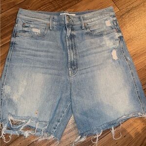 MOTHER Light Blue Distressed Jean Shorts
